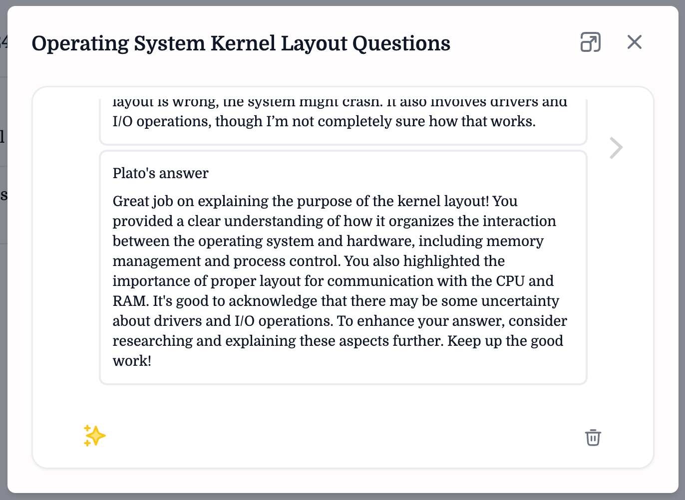 Practice question feedback